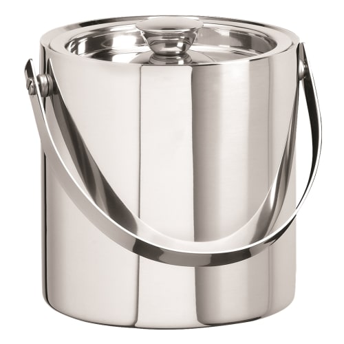 1.5 Quart Round Ice Bucket with Lid and Handle, Polished Stainless Steel